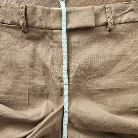 Elie Tahari Linen Blend Wide Leg Capri Pants Tan Brown 6 Retro Y2K Neutral - Picture 6 of 7